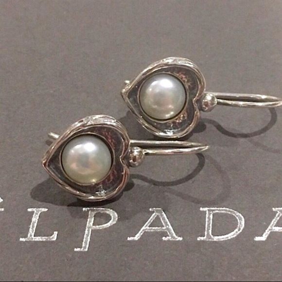 SILPADA Forever Fearless Sterling Silver 925 Pearl Drop Earrings - Picture 2 of 10